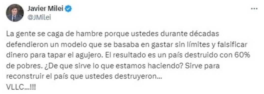 javier-milei-salio-a-responderle-a-cristina-kirchner:-la-gente-se-caga-de-hambre-por-el-modelo-que-ustedes-defendieron-durante-decadas